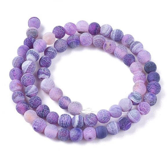 6MM Purple Violet Weathered Agate Beads-ONE Gemstone Bead Strand-Crafts NWT - Picture 2 of 2